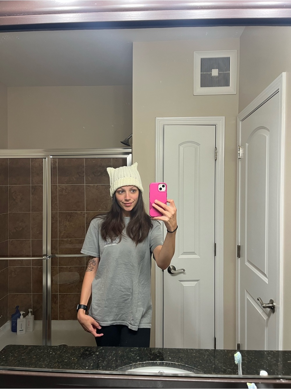 Crocheted Ribbed Cat Ears Beanie